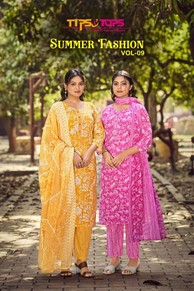 SUMMER FASHION VOL 9 BY TIPS AND TOPS DESIGNER COTTON SALWAR SUIT WHOLESALER IN INDIA
